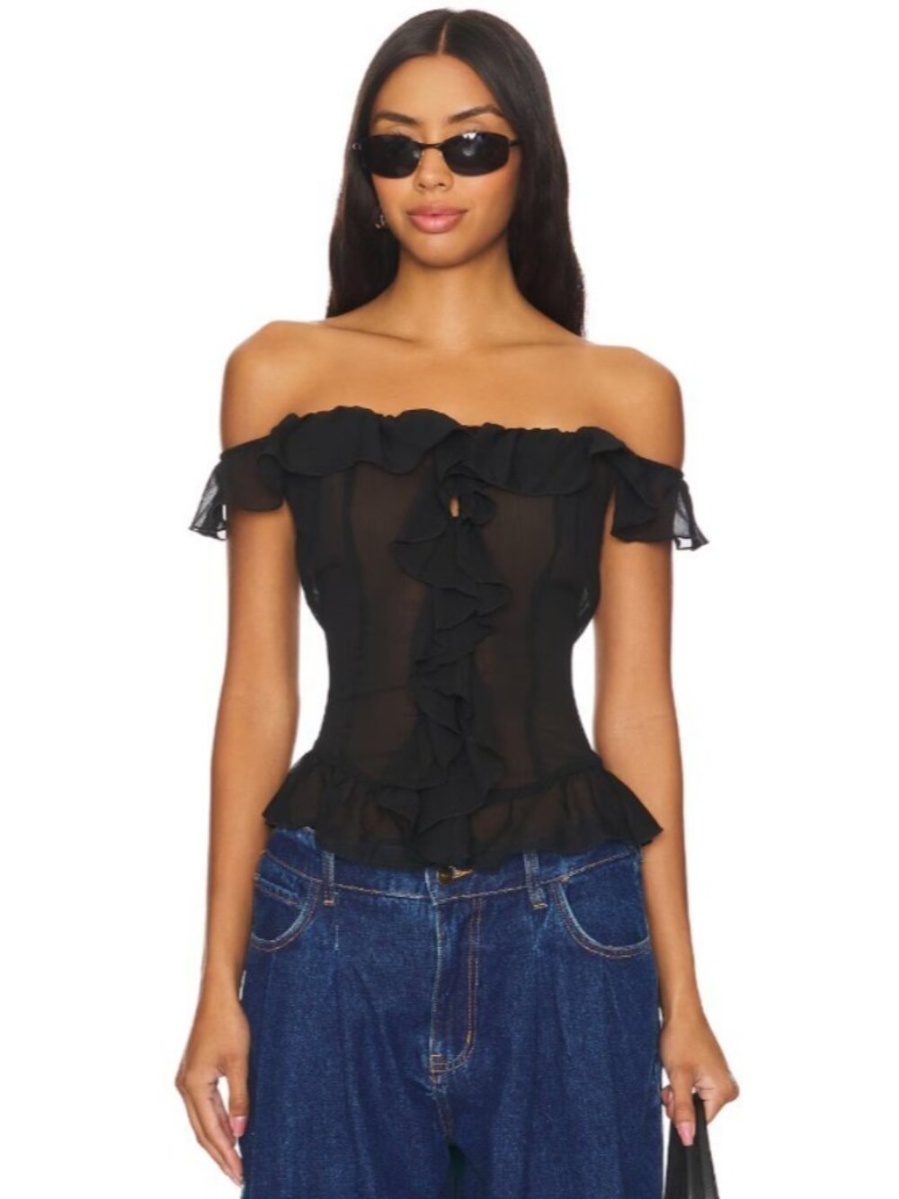 LIONESS Timeless Ruffle Top Black Size M
